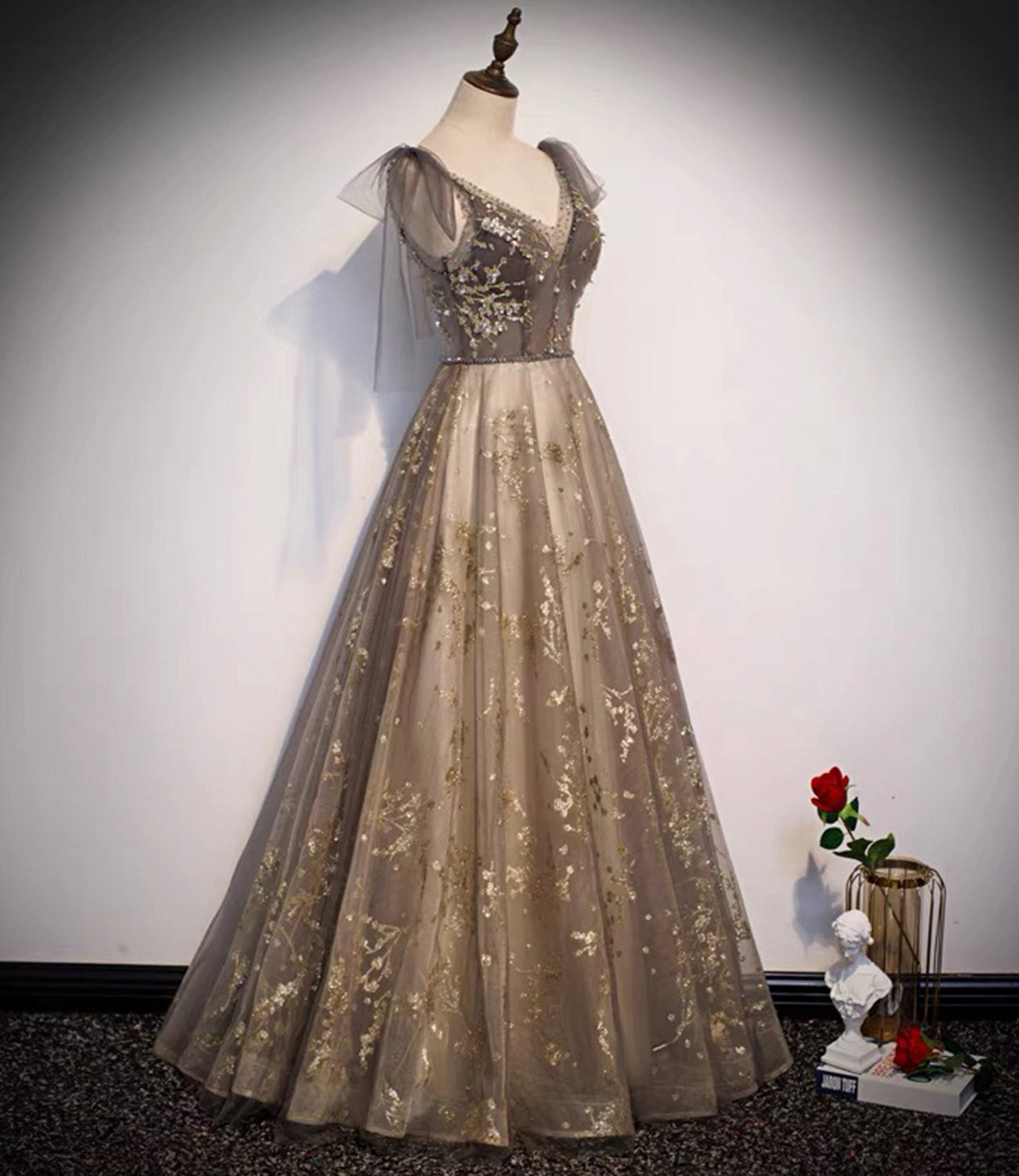 Elegant tulle sequins long prom dress evening gown 10230