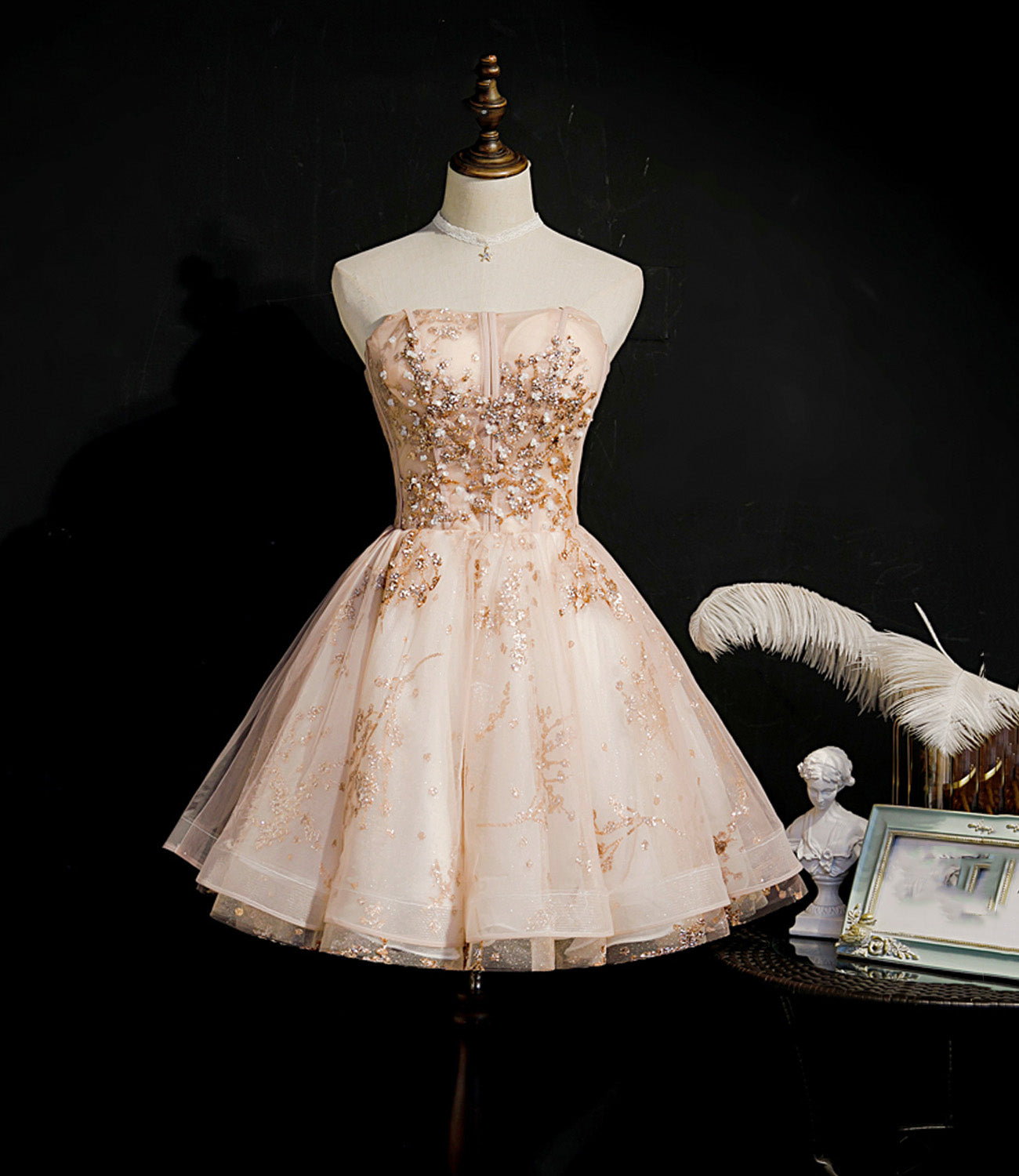 Cute tulle sequins short prom dress homecoming dress 8893