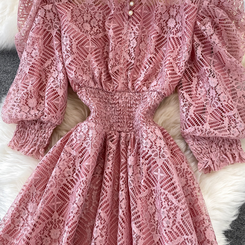Cute Lace A Line Dress Lace Fashion Dress 10795