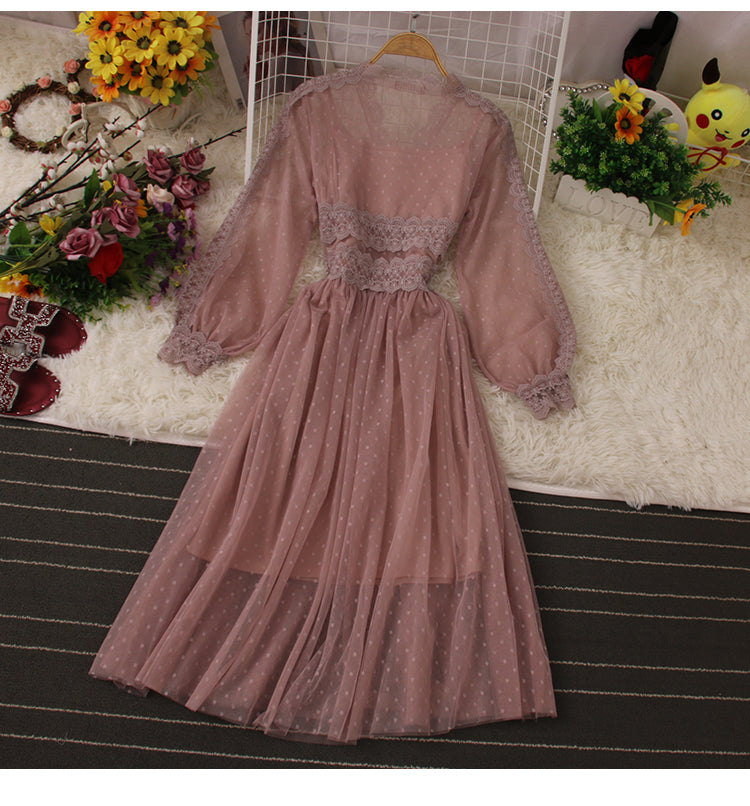 Cute Lace Long Sleeve Dress Fashion Dress 10958