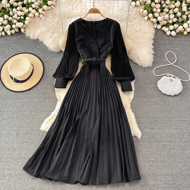 Elegant V Neck Long Sleeve Dress A Line Fashion Dress 10913