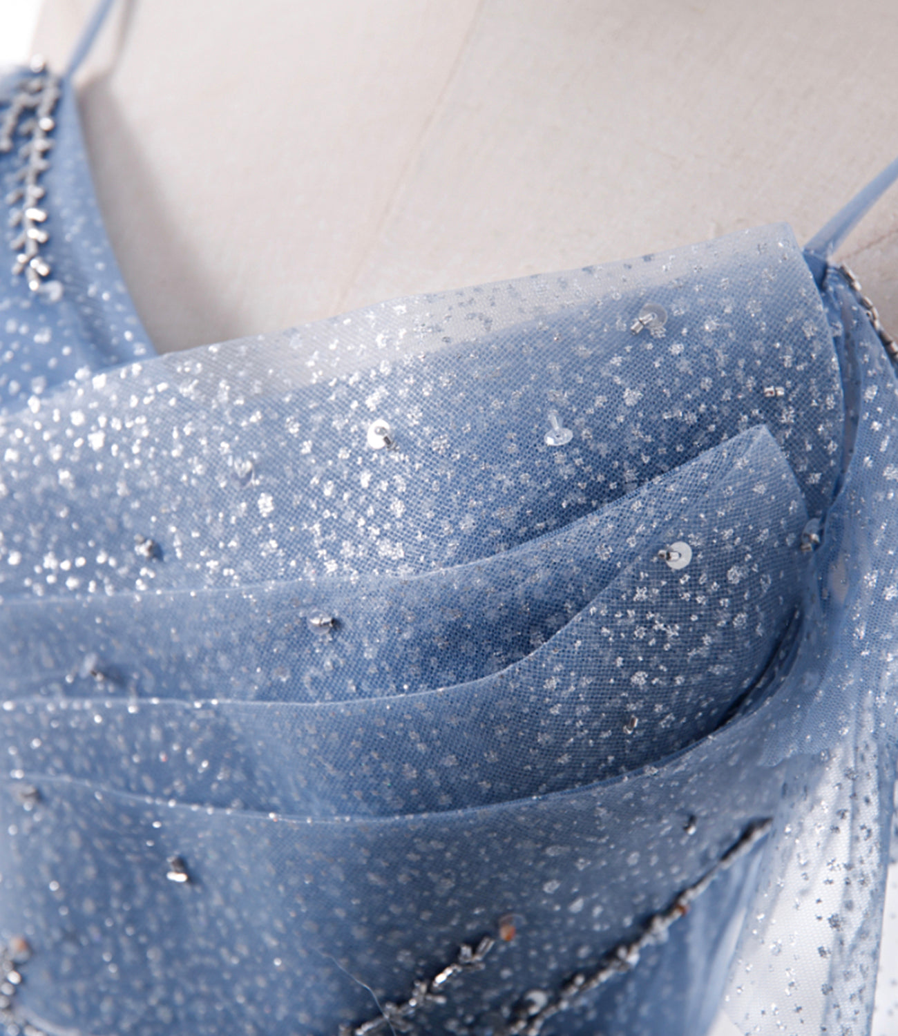Blue tulle long A line prom dress fashion dress 8763