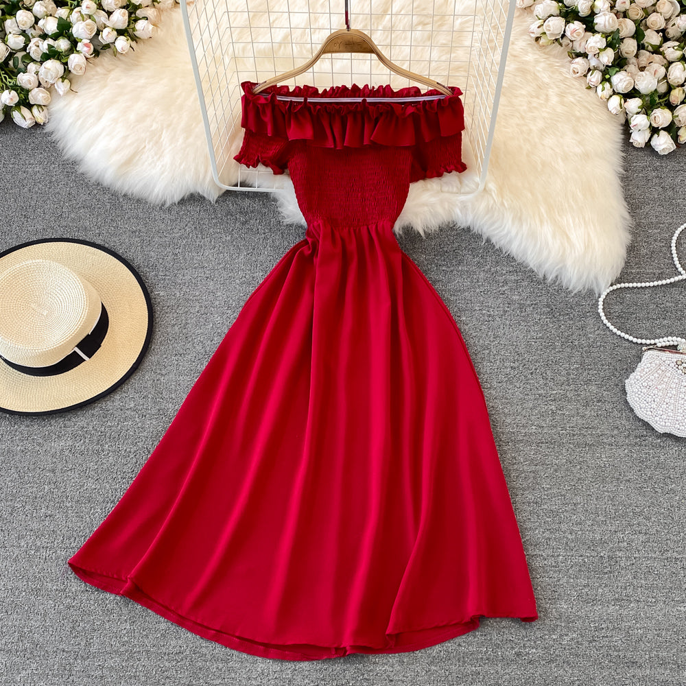 Cute A Line Off Shoulder Dress Short Dress 10723