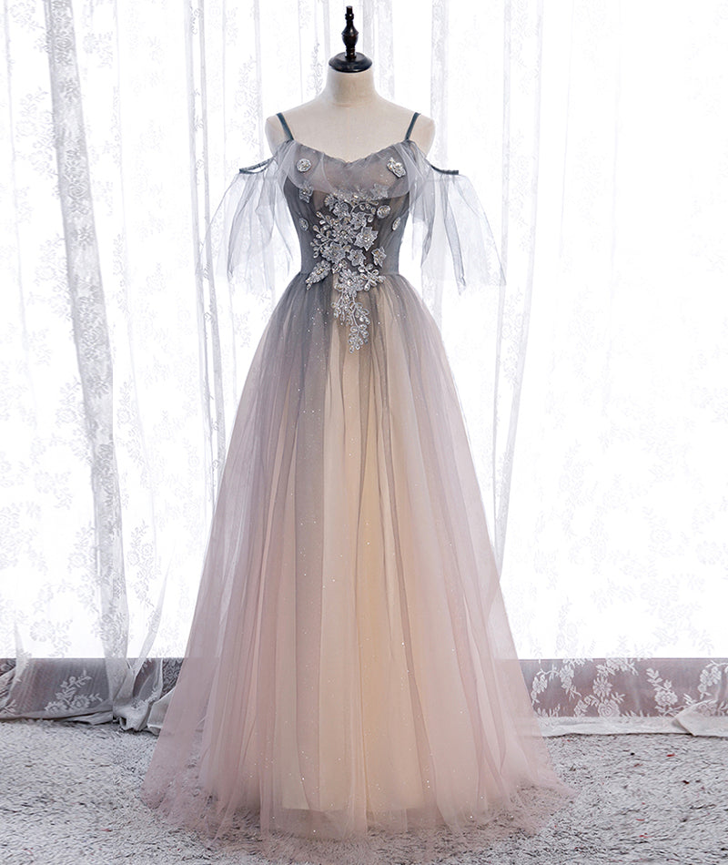A line tulle lace long prom dress evening dress 8375