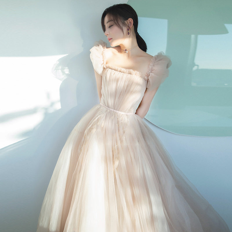 Cute tulle A line prom dress evening dress 8363