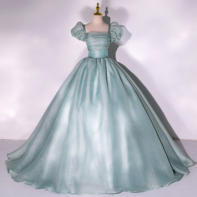 Green tulle long ball gown dress A line formal gown 10348