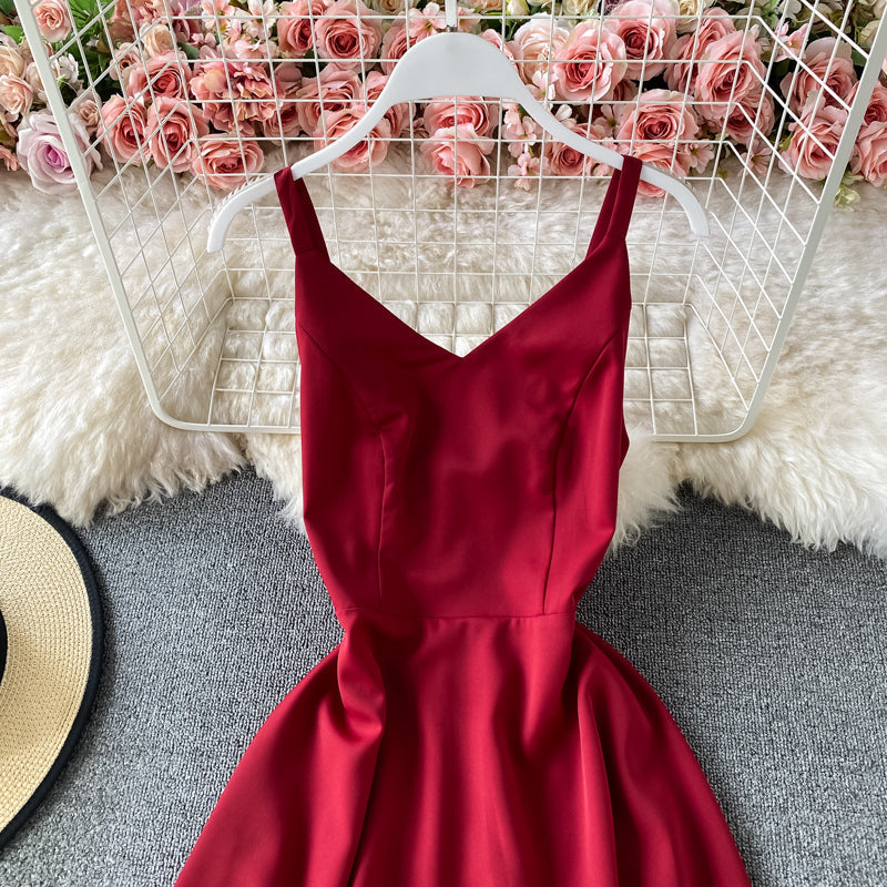Simple V Neck Short Dress A Line Fashion Dress 10879