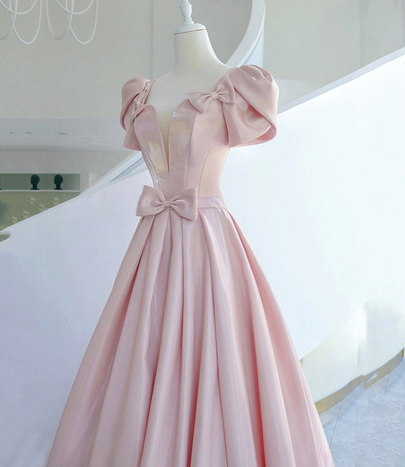 Pink satin long prom dress pink evening dress 10311