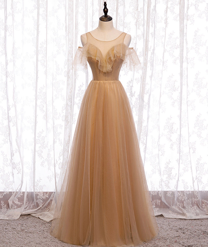 High quality A line tulle long prom dress bridesmaid dress 8370
