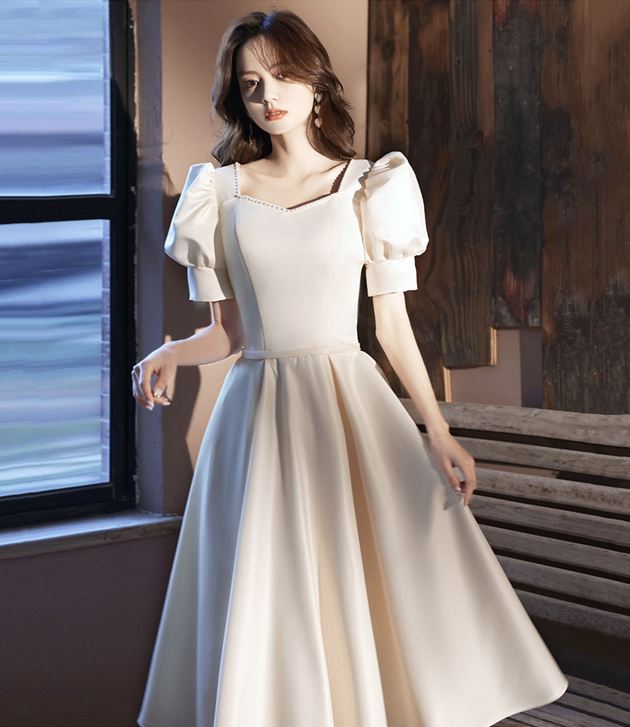 Cute satin short prom dress A line homecoming dress 10447