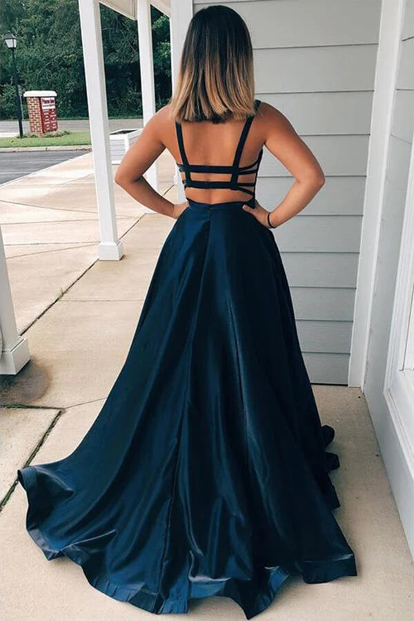 A Line Taffeta Long Prom Dress Simple Evening Dress,WP222