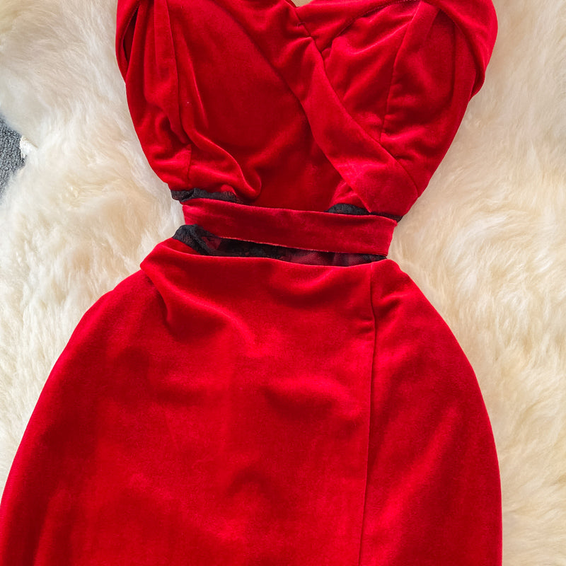 Sexy Velvet Long Dress Fashion Dress 10935