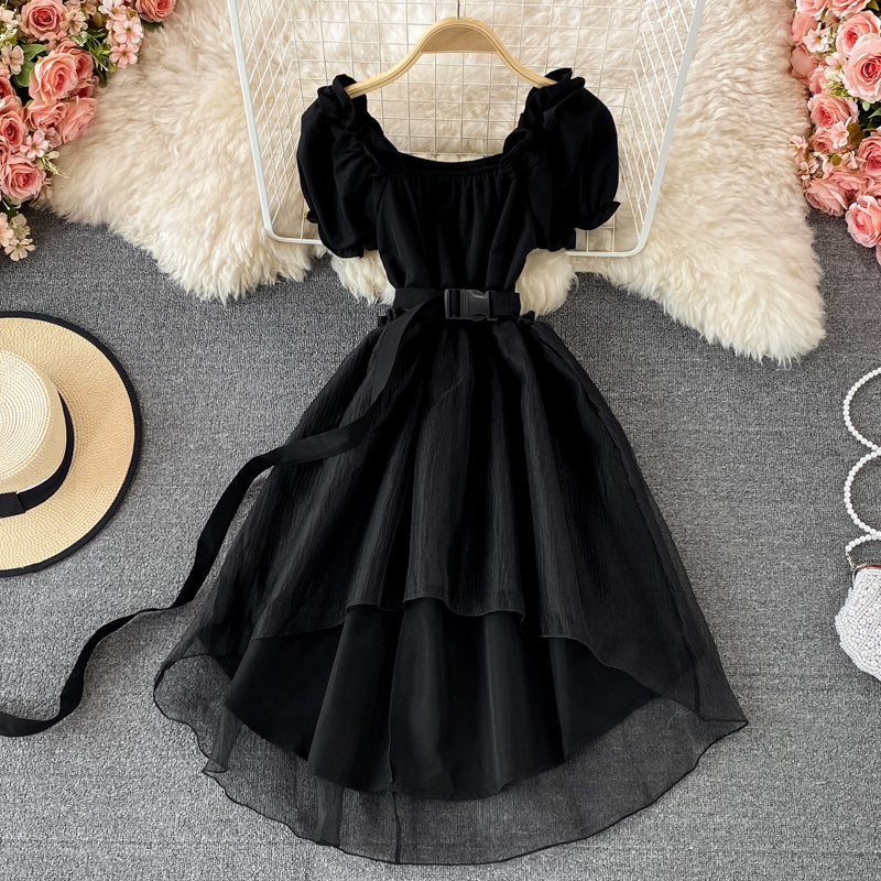 A Line High Low Dress White Fashion Dress Black A Line Dress 10678