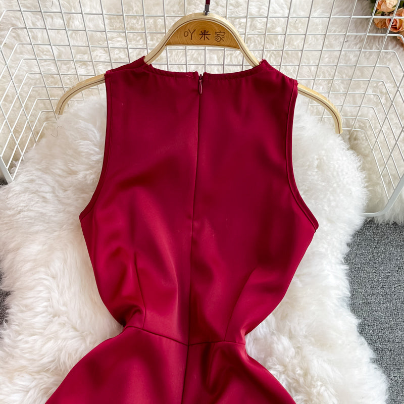 Red V Neck Short Dress Fashion Dress 10939