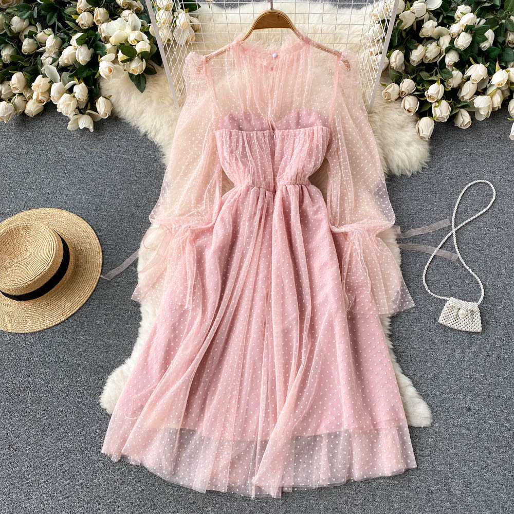 Cute Tulle Long Sleeve Dress Fashion Dress 10659