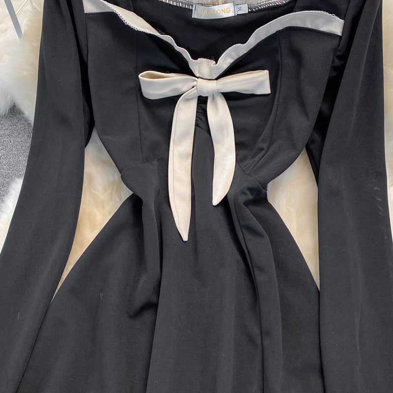 Black A Line Long Sleeve Dress A Line Fashion Dress 10953