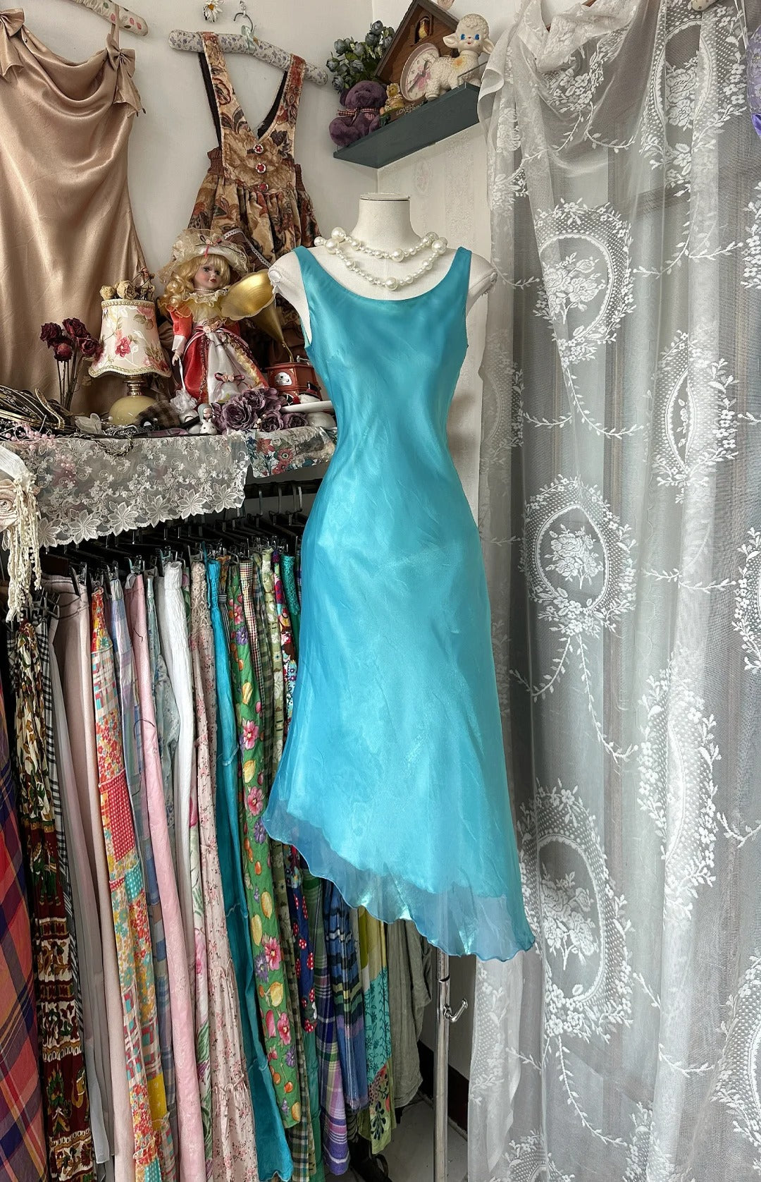shopuniqlos-Blue vintage long chiffon homecoming dress birthday dress party dress gh5227