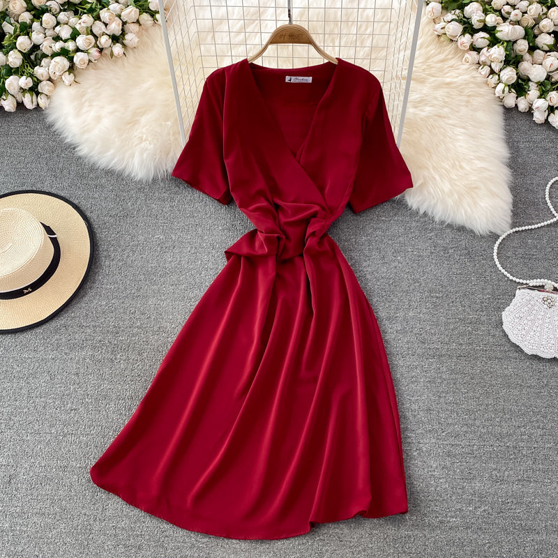 Simple V Neck Short Dress Fashion Dress 10865