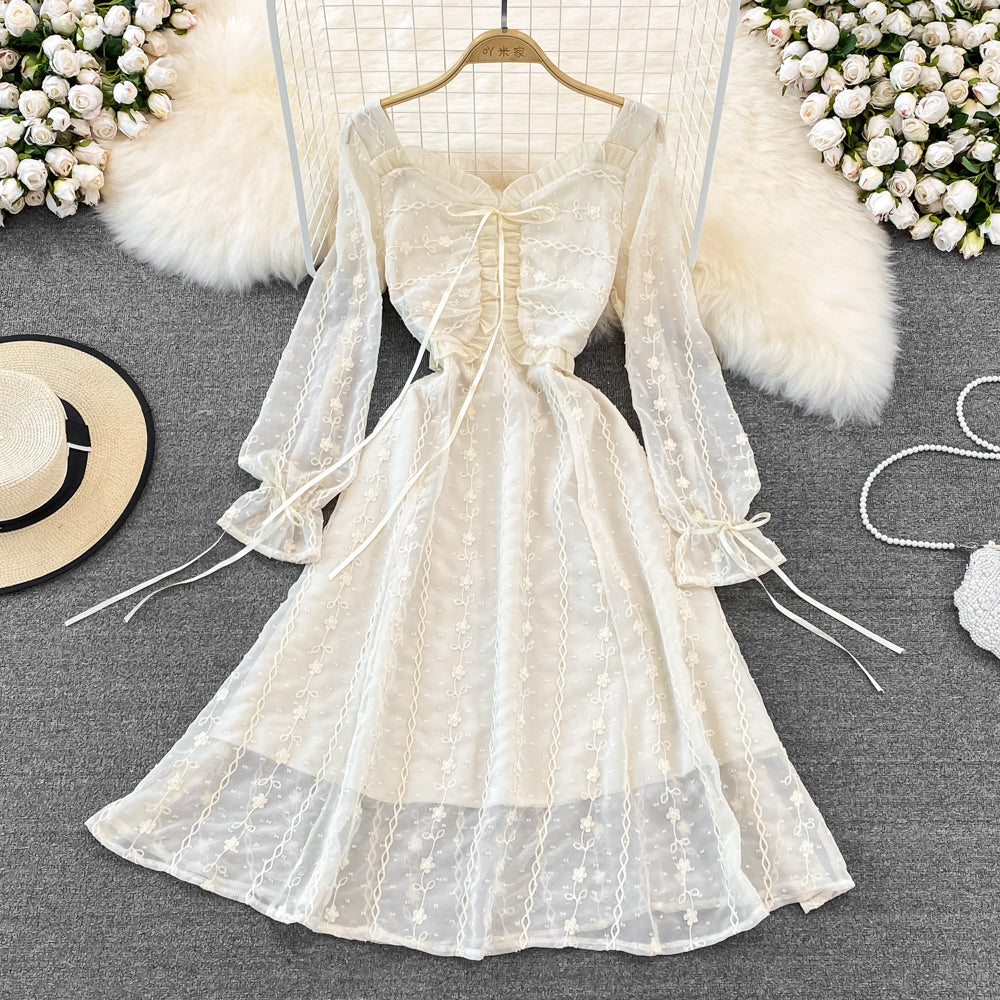 A-line lace dress fairy's first love Platycodon skirt 11203