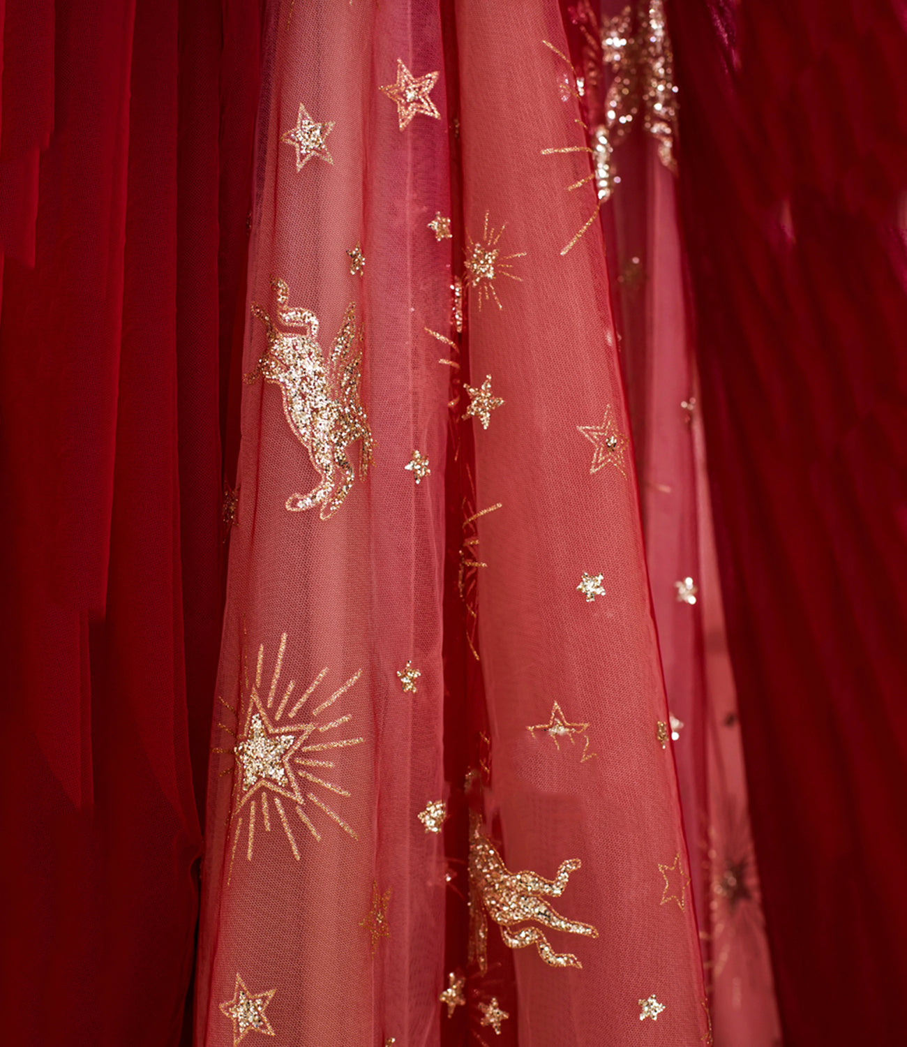 Red tulle long A line prom dress red evening dress 8800