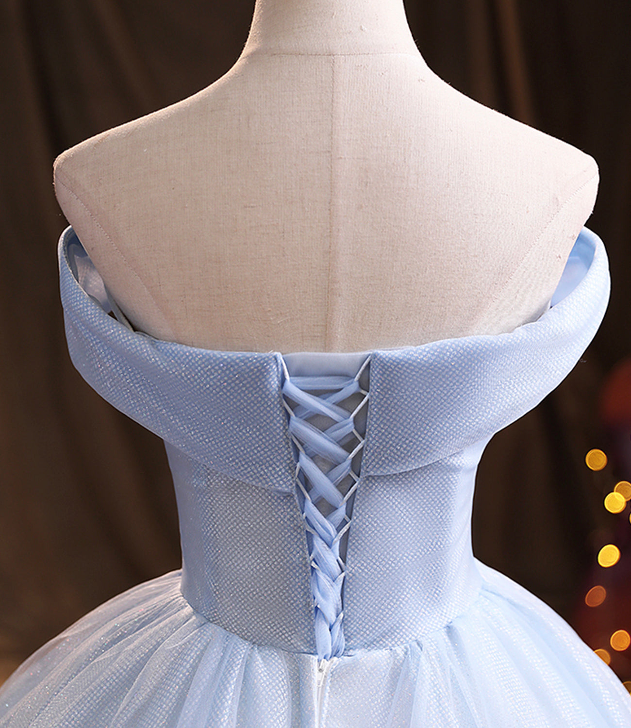 Blue tulle lace long ball gown dress formal dress 10386