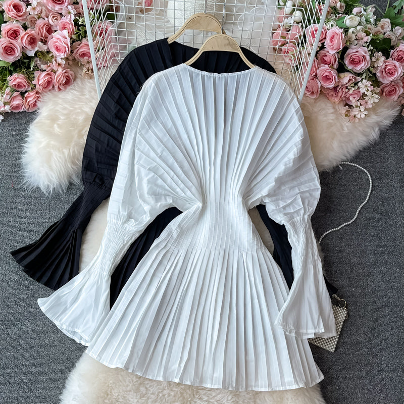Unique V Neck Long Sleeve Dress Fashion Dress 10911