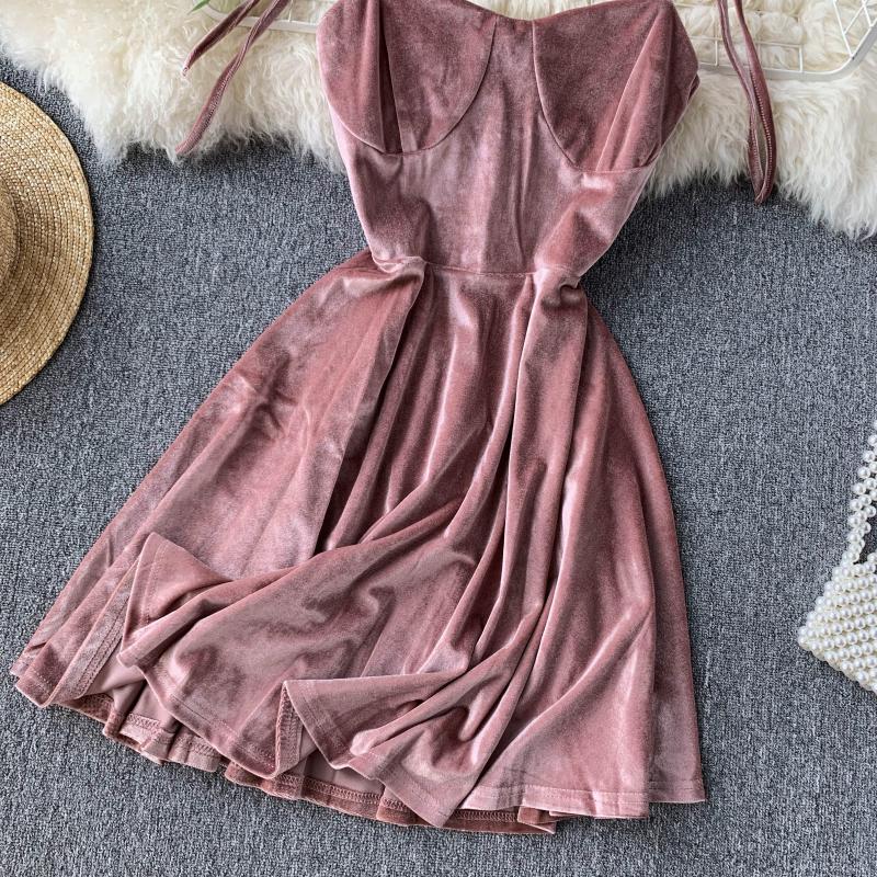 Cute Velvet Short A Line Dress Fashion Dress 10789