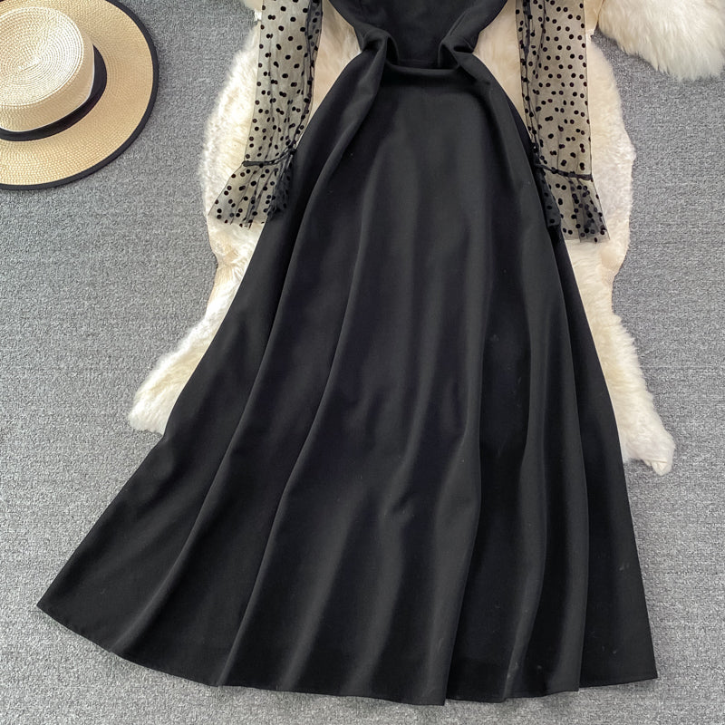 Elegant A Line Long Sleeve Dress See Through Dress 10912