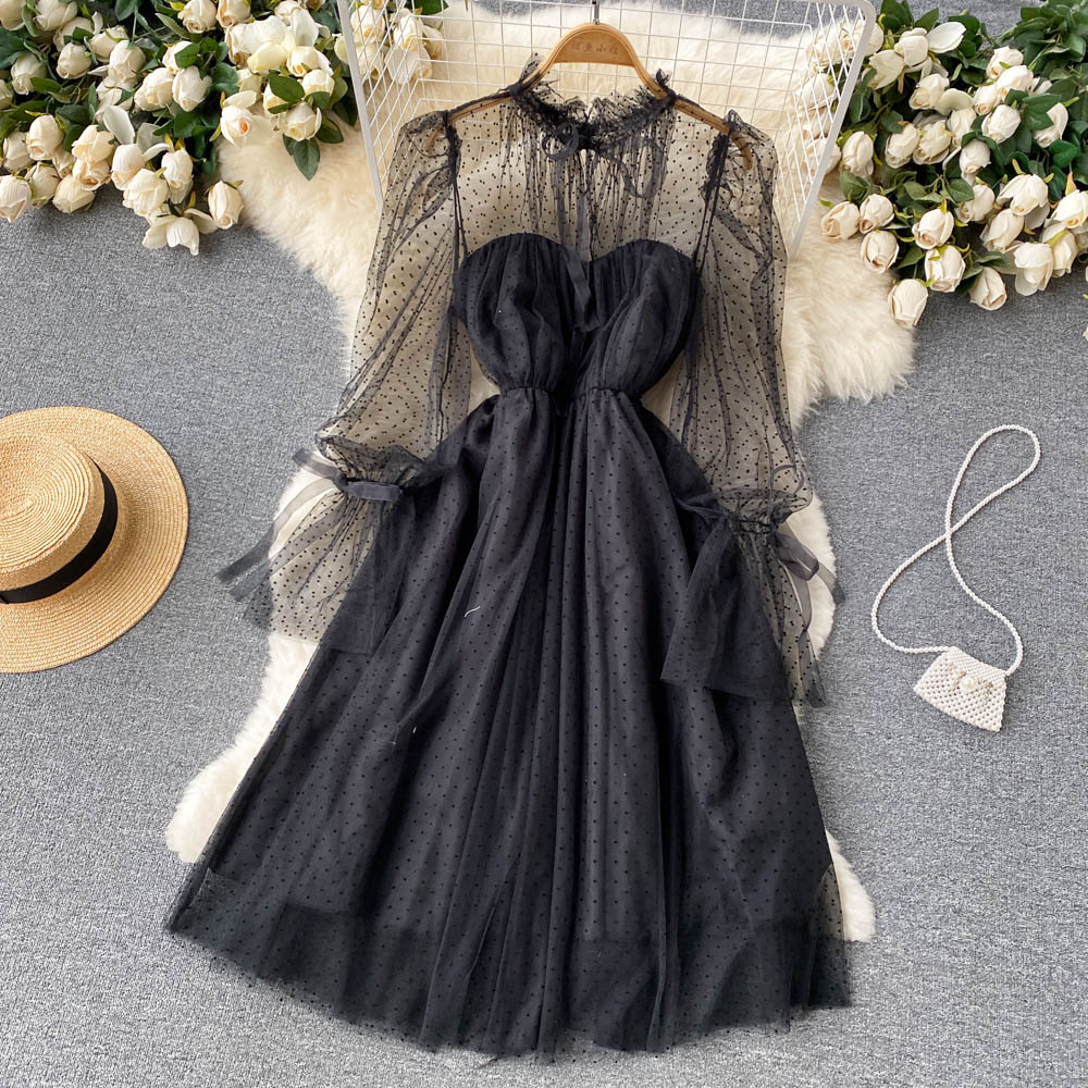 Cute Tulle Long Sleeve Dress Fashion Dress 10659