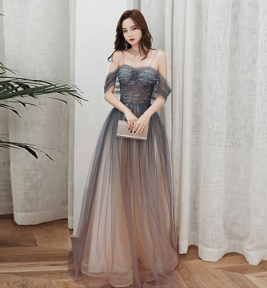 Stylish tulle long prom dress evening dress 8460