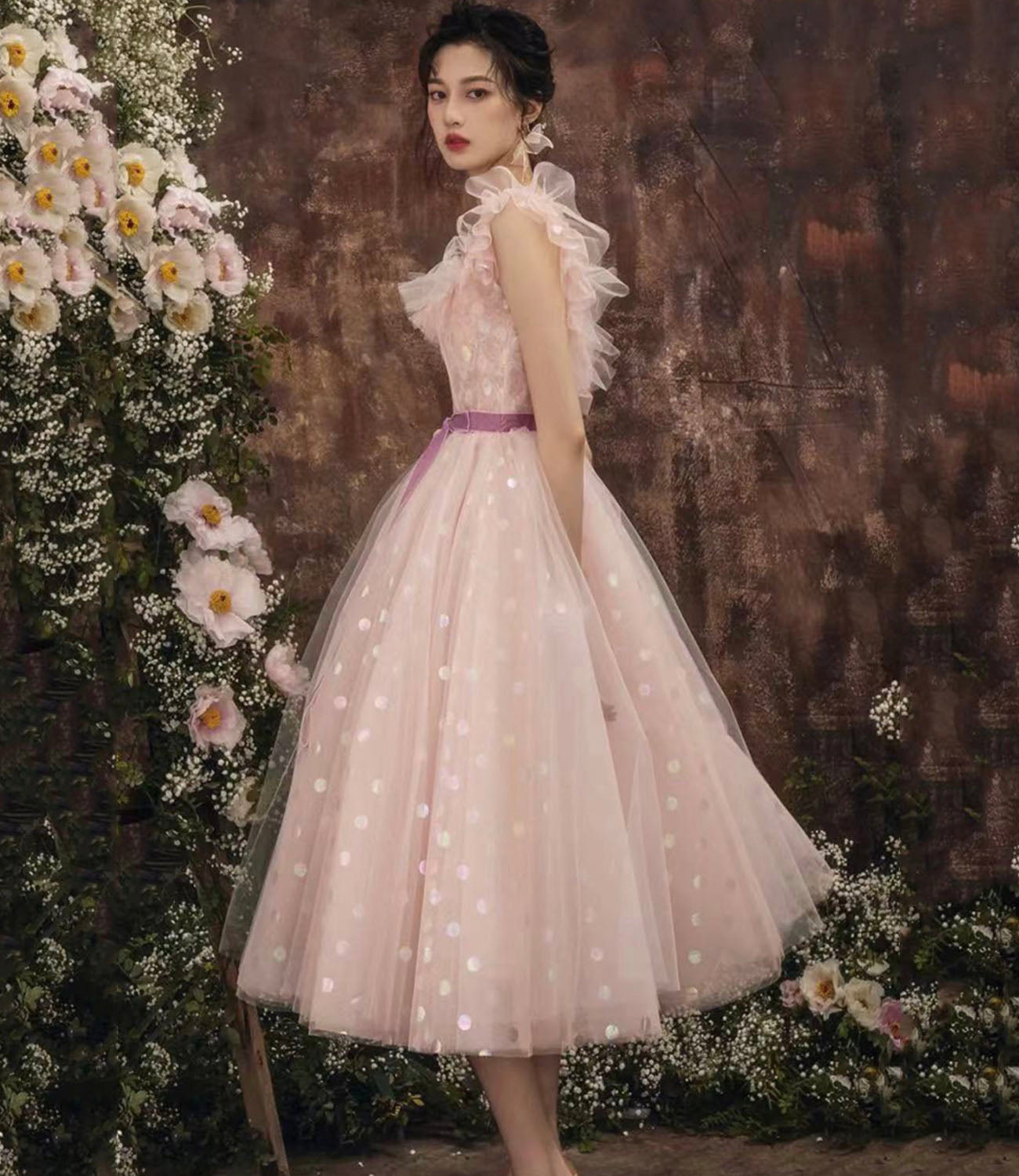 Pink tulle short prom dress A line homecoming dress 10410