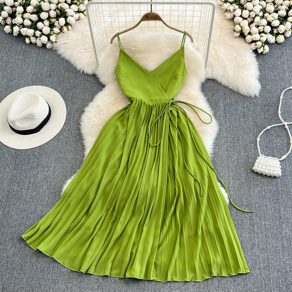Edge fake style beach skirt sexy backless large Pleated Dress 11107