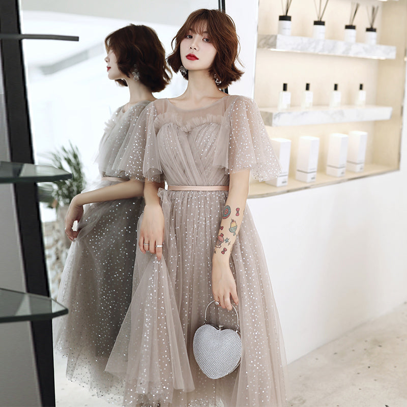 Cute tulle sequins short prom dress 8161