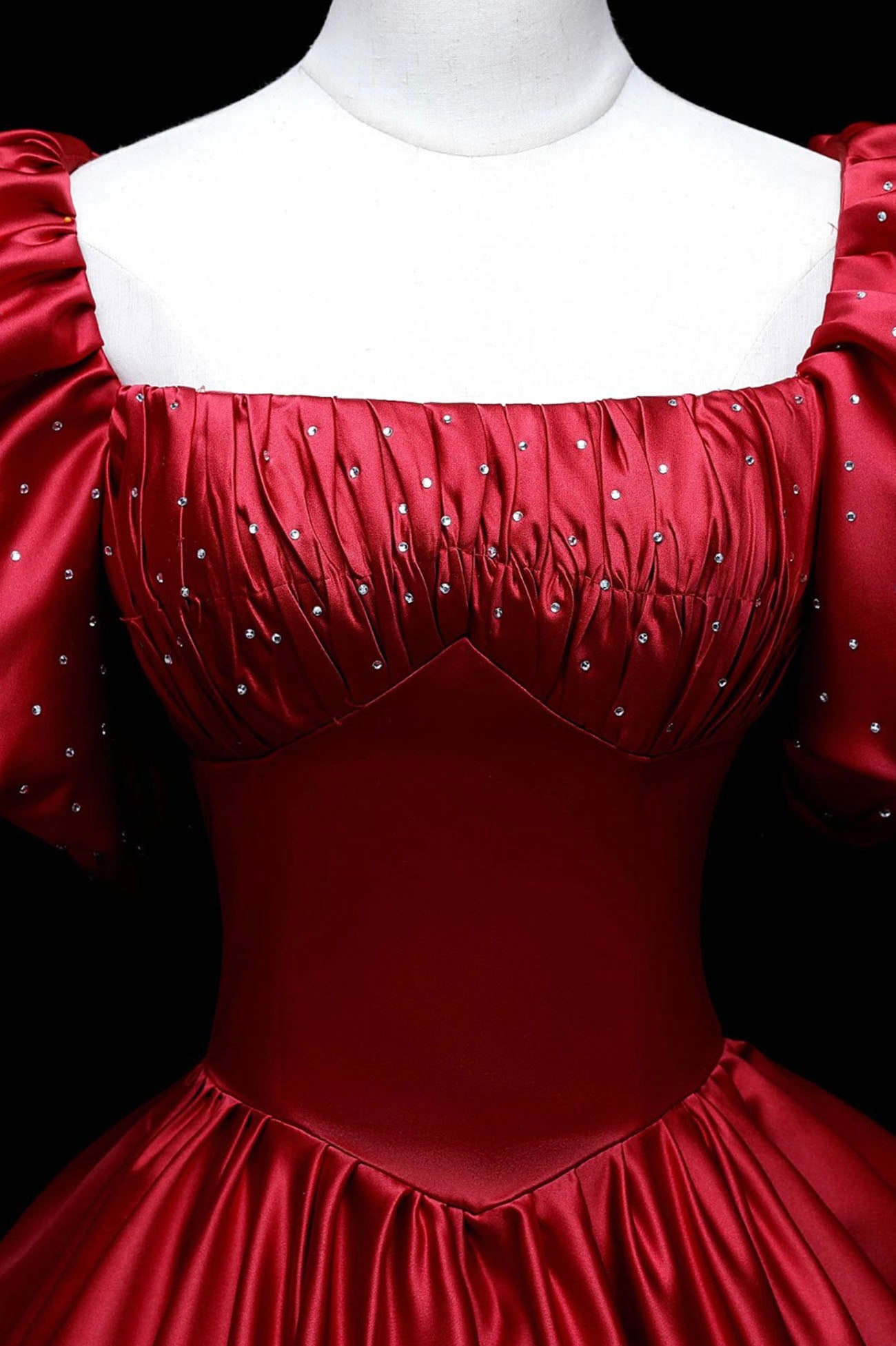 Burgundy Satin Long A-Line Prom Dress, Burgundy Formal Evening Dress