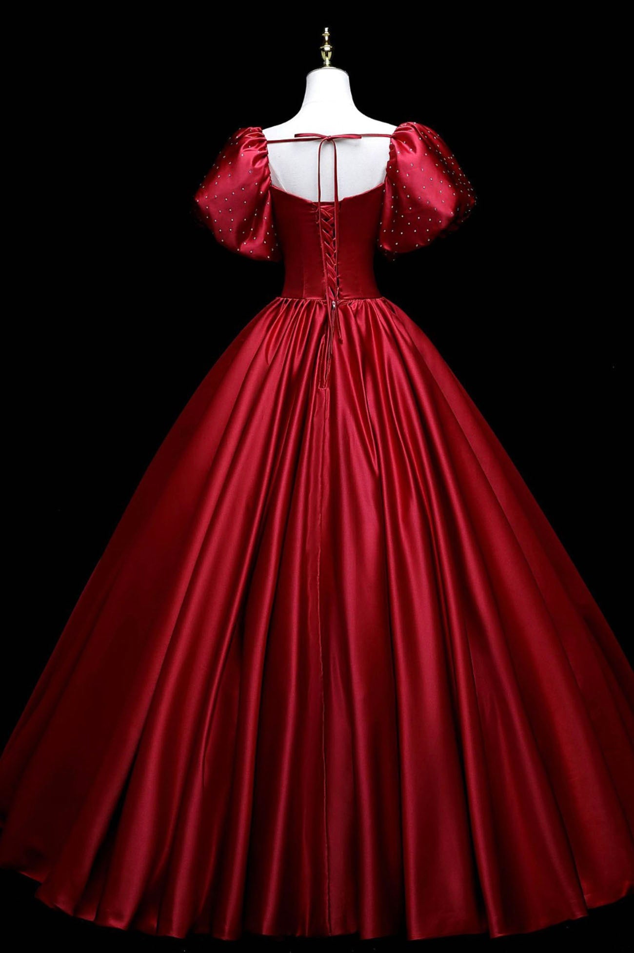 Burgundy Satin Long A-Line Prom Dress, Burgundy Formal Evening Dress