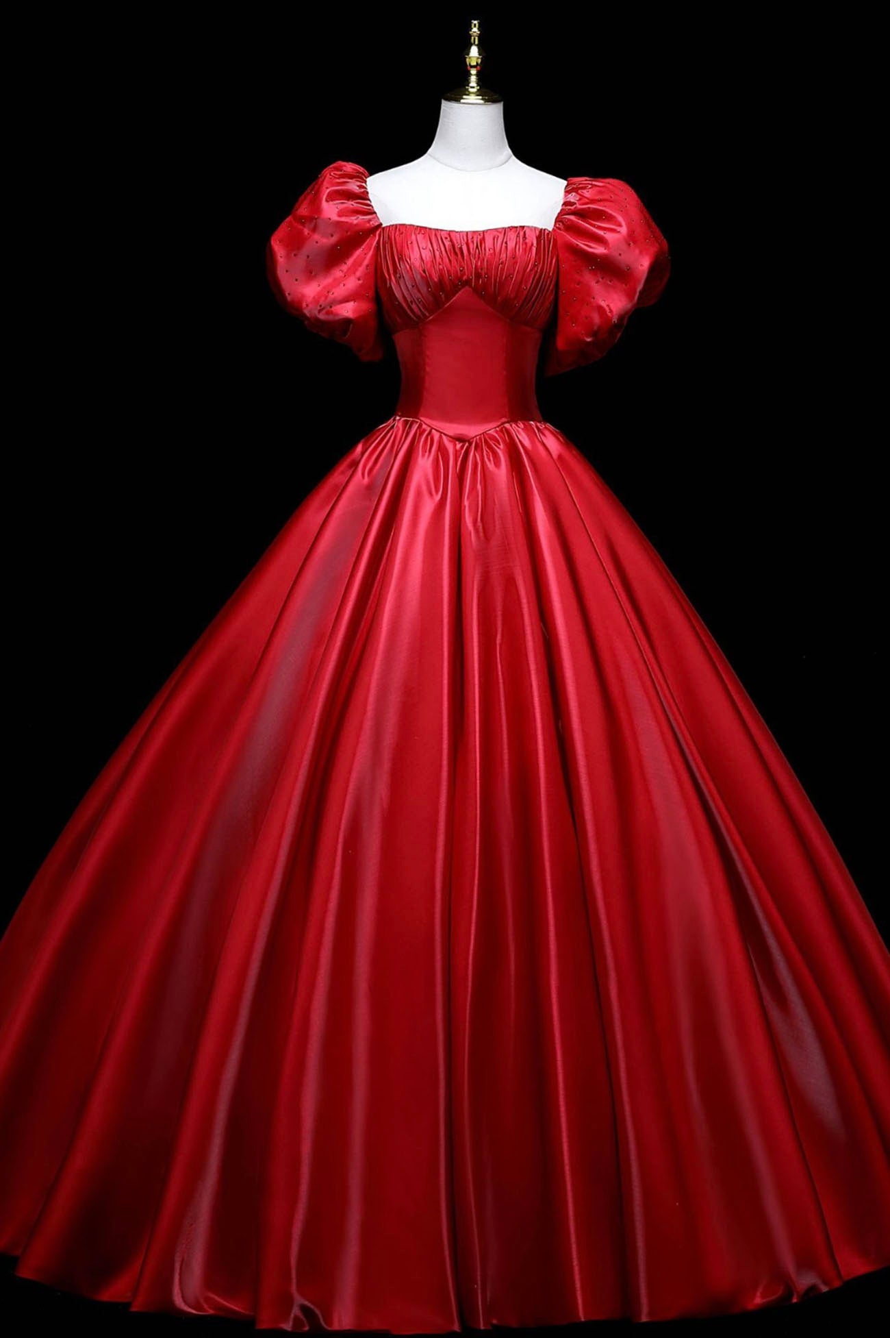 Burgundy Satin Long A-Line Prom Dress, Burgundy Formal Evening Dress