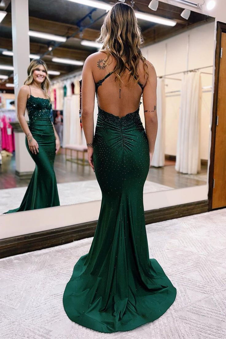 Vestidos de fiesta verdes sexys de sirena largos con hombros descubiertos y encantadores para mujer TP81