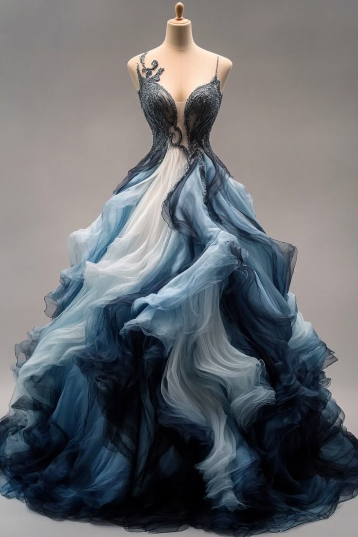 A-line ball gown ombre long dress, vintage formal dress cg25436