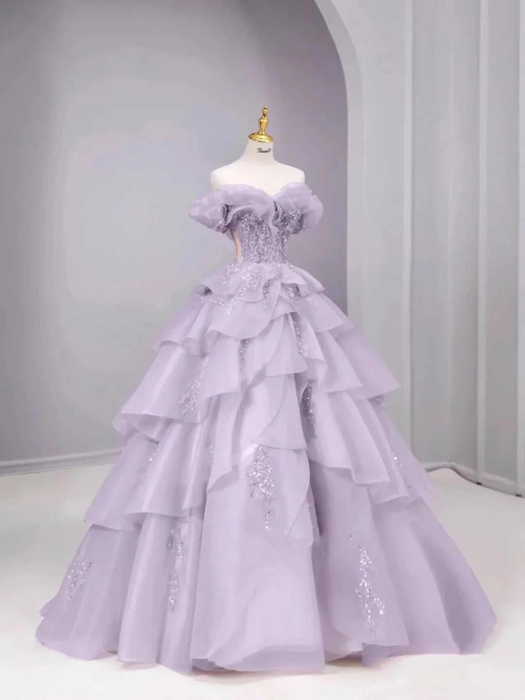 A Line Off The Shoulder Lilac Prom Dresses Long Evening Dress cg25449
