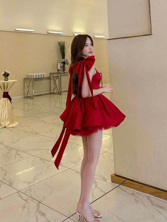Red Straps Homecoming Dress Party Dress fg5400