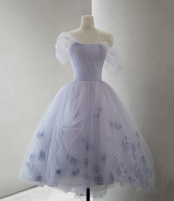 Purple Tulle Short Prom Dress A Line Evening Dress cg25010