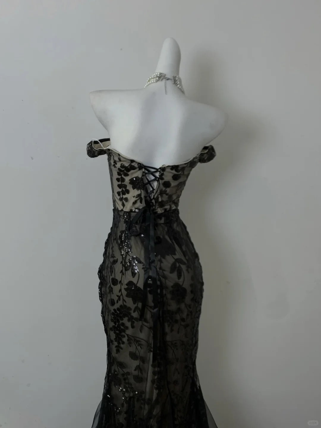 Black Lace Mermaid Evening Dresses,Sleeveless Party Prom Dress, Formal Dress cg25472