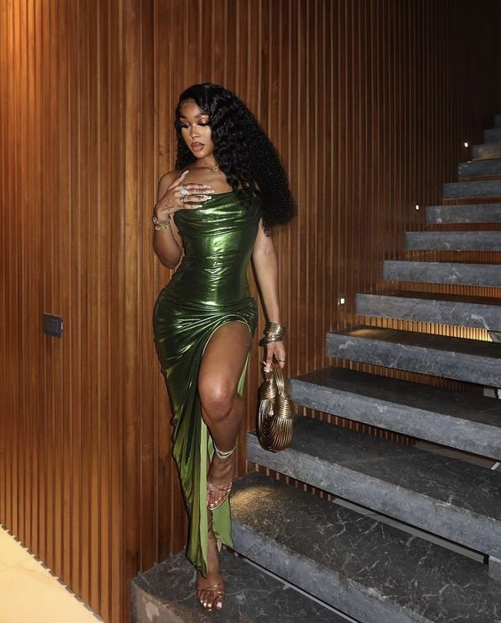 Sheath Evening Dress For Black Girls, Green Prom Dress, Evening Party Dress fg5507