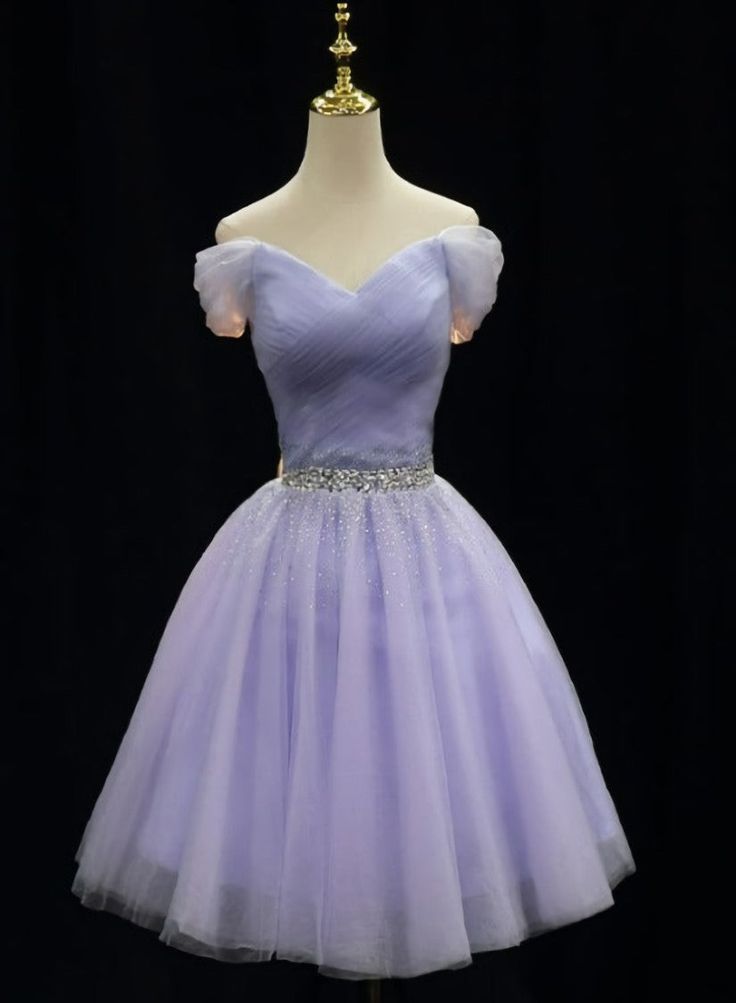 Cute Light Purple Beaded Tulle Homecoming Dresses, Short Prom Dress Formal Dresses cg25086
