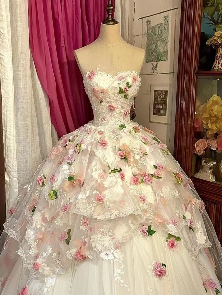 A Line Strapless Ball Gown Quinceanera Dress Unique Evening Dress cg25598
