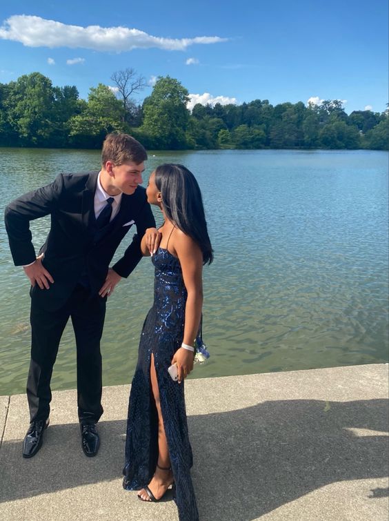 Navy Blue Prom Dress Long Formal Dress fg5561