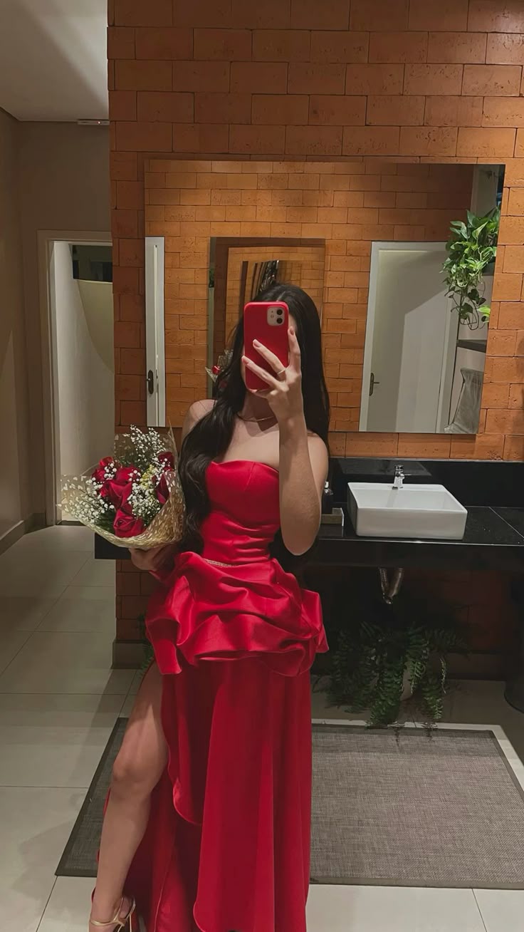 Red Long Prom Dress,Long Formal Dress Evening Dress With Slit cg25448