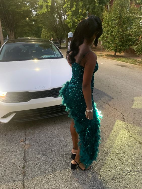 Green Sequin Dresses Sexy Formal Party Dress fg5513