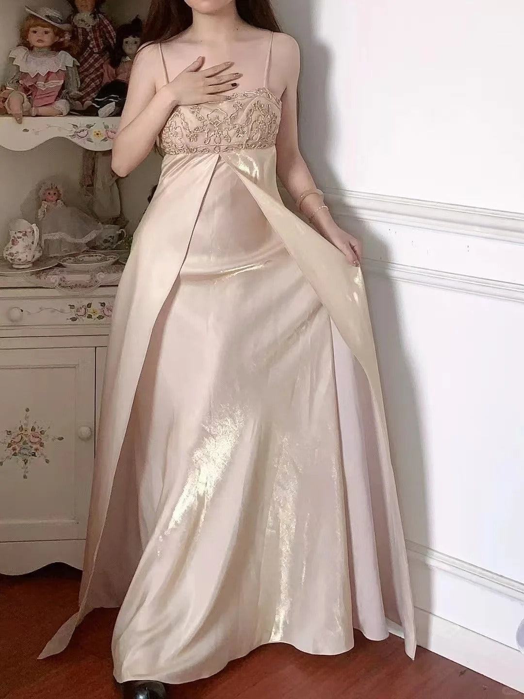 A Line Vintage Long Party Dress Evening Dress Prom Dresses cg25696