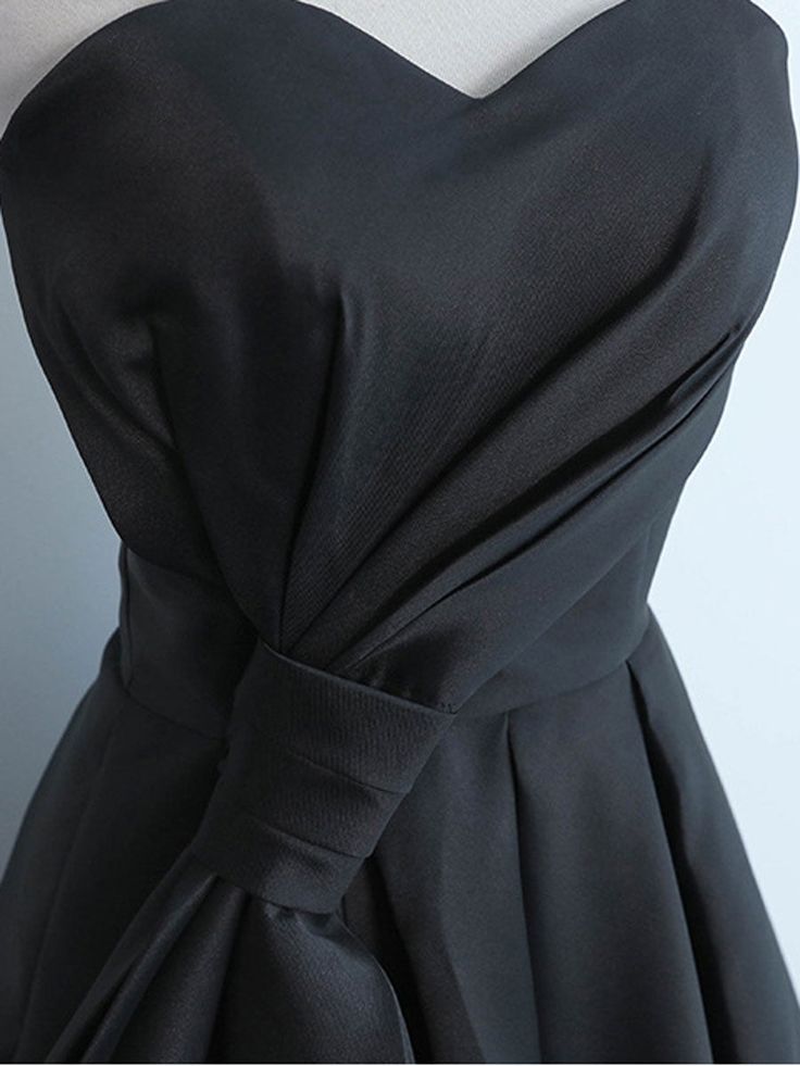 Simple Sweetheart Satin Short Black Prom Dress, Black Homecoming Dresses fg6631